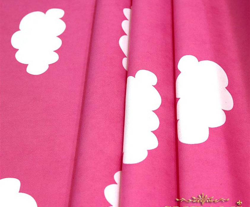 BULUTLU DİJİTAL BASKI KUMAŞ - PEMBE