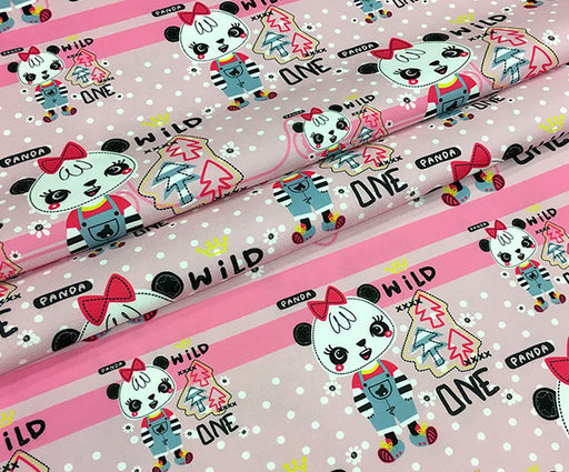 PANDA TEMALI DİJİTAL BASKI ÇOCUK KUMAŞI - PEMBE