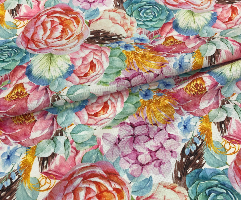 PASTEL SULU BOYA DESENLİ DİJİTAL BASKI KUMAŞ - HARMONİ