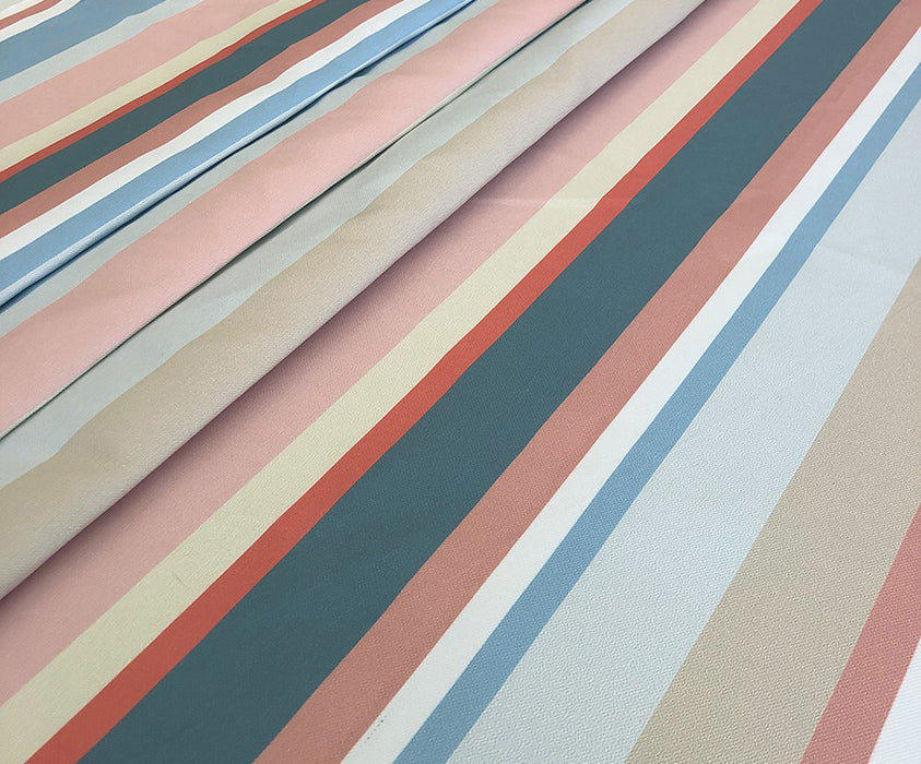 PASTEL ÇİZGİ DESENLİ DİJİTAL BASKI KUMAŞ - HARMONİ