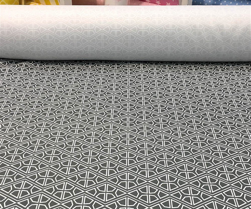 GEOMETRİK DİJİTAL BASKI KUMAŞ - GRİ