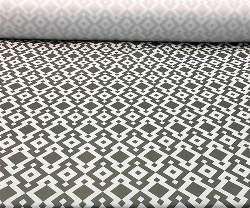GEOMETRİK DİJİTAL BASKI KUMAŞ - BEYAZ