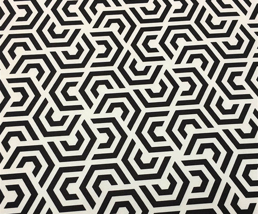 GEOMETRİK DESENLİ DİJİTAL BASKI KUMAŞ - SİYAH