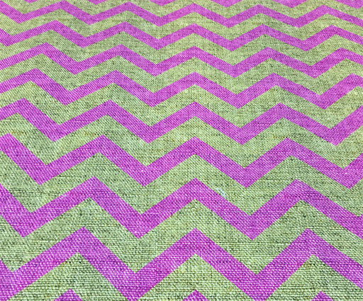 KETEN EFEKT ZİGZAG DESENLİ DİJİTAL BASKI KUMAŞ - PEMBE