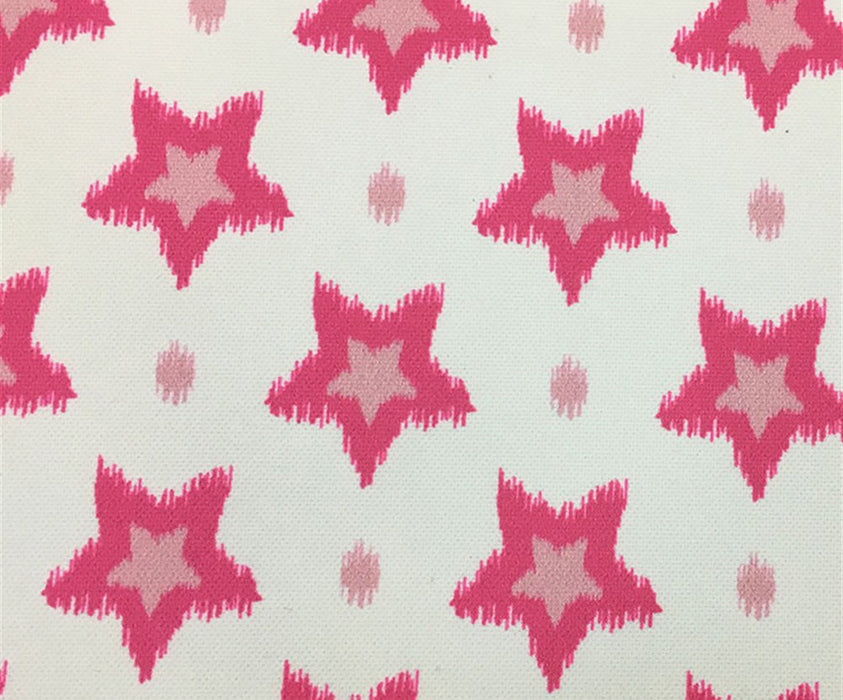 İKAT YILDIZ DESENLİ DİJİTAL BASKI KUMAŞ - PEMBE