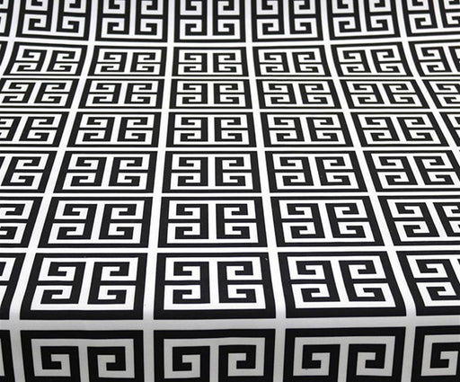GREEK KEY DESENLİ DİJİTAL BASKI KUMAŞ - SİYAH