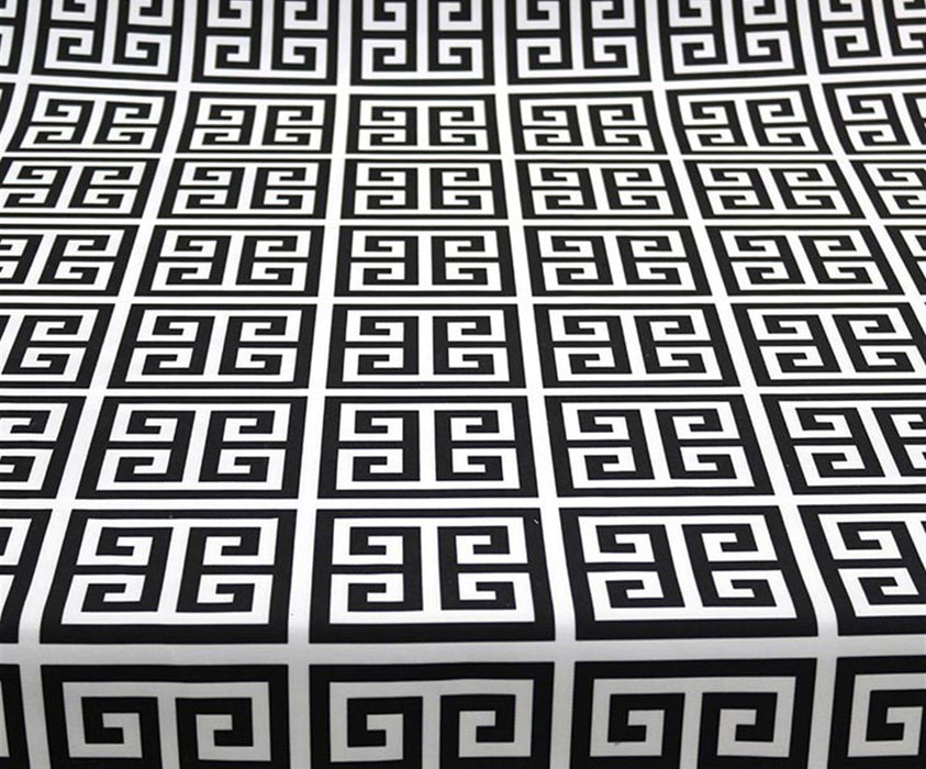 GREEK KEY DESENLİ DİJİTAL BASKI KUMAŞ - SİYAH