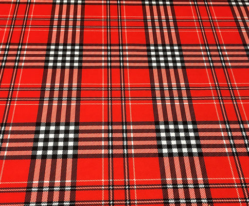 TARTAN EKOSE DESENLİ DİJİTAL BASKI KUMAŞ - KIRMIZI