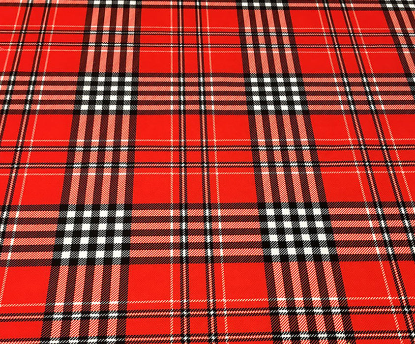 TARTAN EKOSE DESENLİ DİJİTAL BASKI KUMAŞ - KIRMIZI