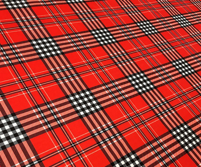 TARTAN EKOSE DESENLİ DİJİTAL BASKI KUMAŞ - KIRMIZI