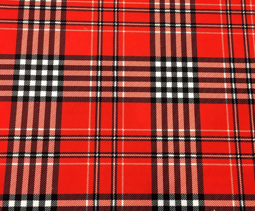 TARTAN EKOSE DESENLİ DİJİTAL BASKI KUMAŞ - KIRMIZI