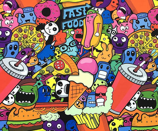 POP ART FAST FOOD DESENLİ DİJİTAL BASKI KUMAŞ - HARMONİ