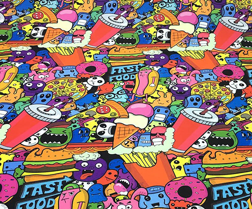 POP ART FAST FOOD DESENLİ DİJİTAL BASKI KUMAŞ - HARMONİ
