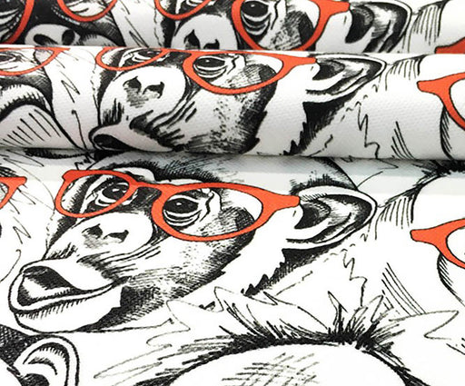 GÖZLÜKLÜ MAYMUNLAR POP ART DİJİTAL BASKI KUMAŞ - SİYAH