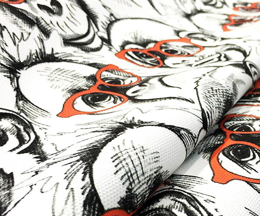 GÖZLÜKLÜ MAYMUNLAR POP ART DİJİTAL BASKI KUMAŞ - SİYAH