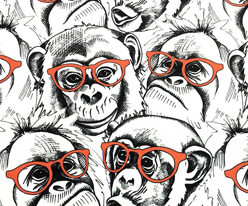 GÖZLÜKLÜ MAYMUNLAR POP ART DİJİTAL BASKI KUMAŞ - SİYAH