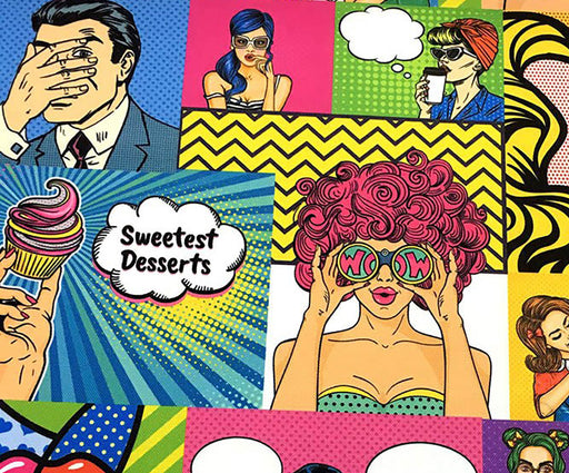 POP ART ÇİZGİ ROMAN DİJİTAL BASKI KUMAŞ - HARMONİ