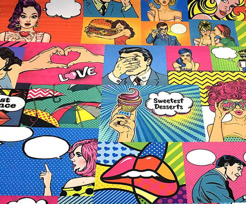 POP ART ÇİZGİ ROMAN DİJİTAL BASKI KUMAŞ - HARMONİ