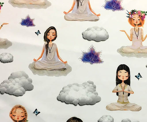 YOGA DESENLİ DİJİTAL BASKI KUMAŞ - EKRU