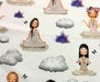 YOGA DESENLİ DİJİTAL BASKI KUMAŞ - EKRU
