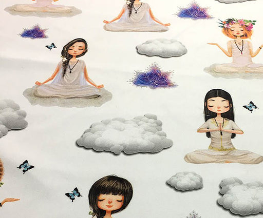 YOGA DESENLİ DİJİTAL BASKI KUMAŞ - EKRU