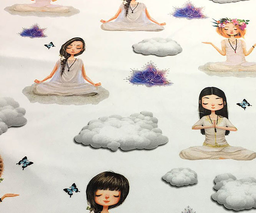 YOGA DESENLİ DİJİTAL BASKI KUMAŞ - EKRU