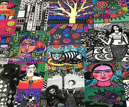 PATCHWORK FRİDA DESENLİ DİJİTAL BASKI KUMAŞ - HARMONİ