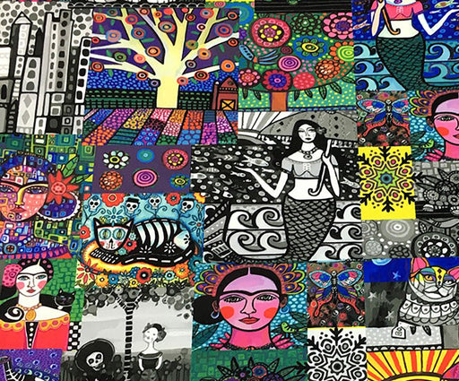 PATCHWORK FRİDA DESENLİ DİJİTAL BASKI KUMAŞ - HARMONİ