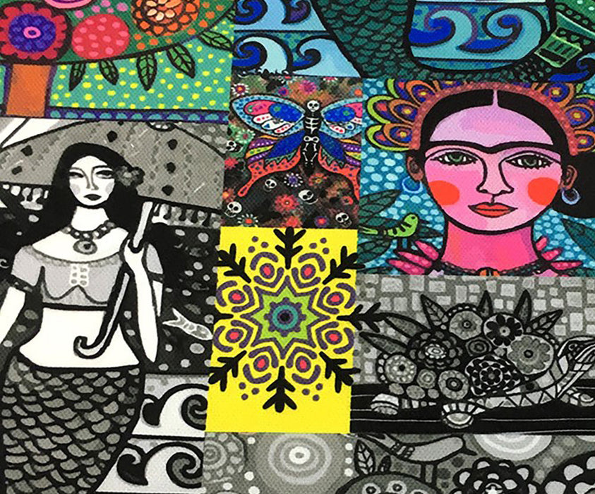 PATCHWORK FRİDA DESENLİ DİJİTAL BASKI KUMAŞ - HARMONİ