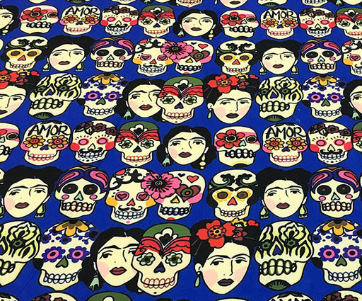 FRİDA KAFATASI POP ART DESENLİ DİJİTAL BASKI KUMAŞ - SAKS