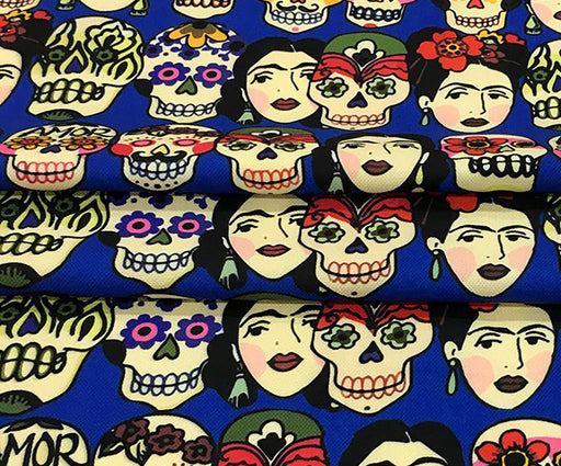 FRİDA KAFATASI POP ART DESENLİ DİJİTAL BASKI KUMAŞ - SAKS