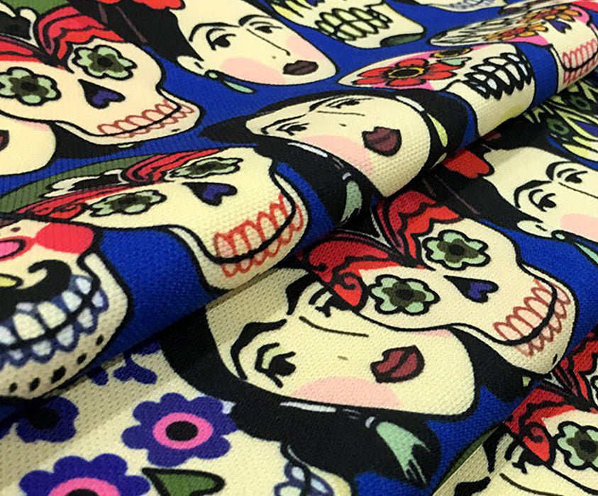 FRİDA KAFATASI POP ART DESENLİ DİJİTAL BASKI KUMAŞ - SAKS