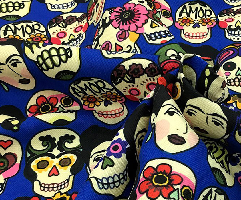 FRİDA KAFATASI POP ART DESENLİ DİJİTAL BASKI KUMAŞ - SAKS