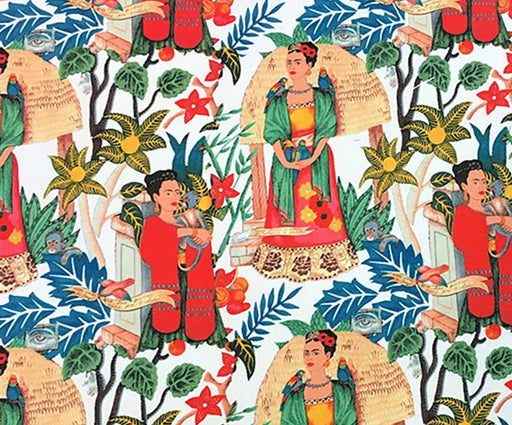 FRİDA KAHLO DESENLİ DÖŞEMELİK DİJİTAL BASKI KUMAŞ - KIRMIZI