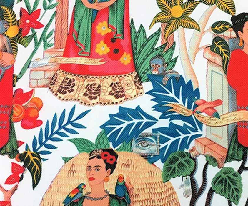 FRİDA KAHLO DESENLİ DÖŞEMELİK DİJİTAL BASKI KUMAŞ - KIRMIZI