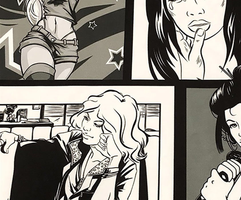 POP ART DESENLİ DİJİTAL BASKI KUMAŞ - SİYAH