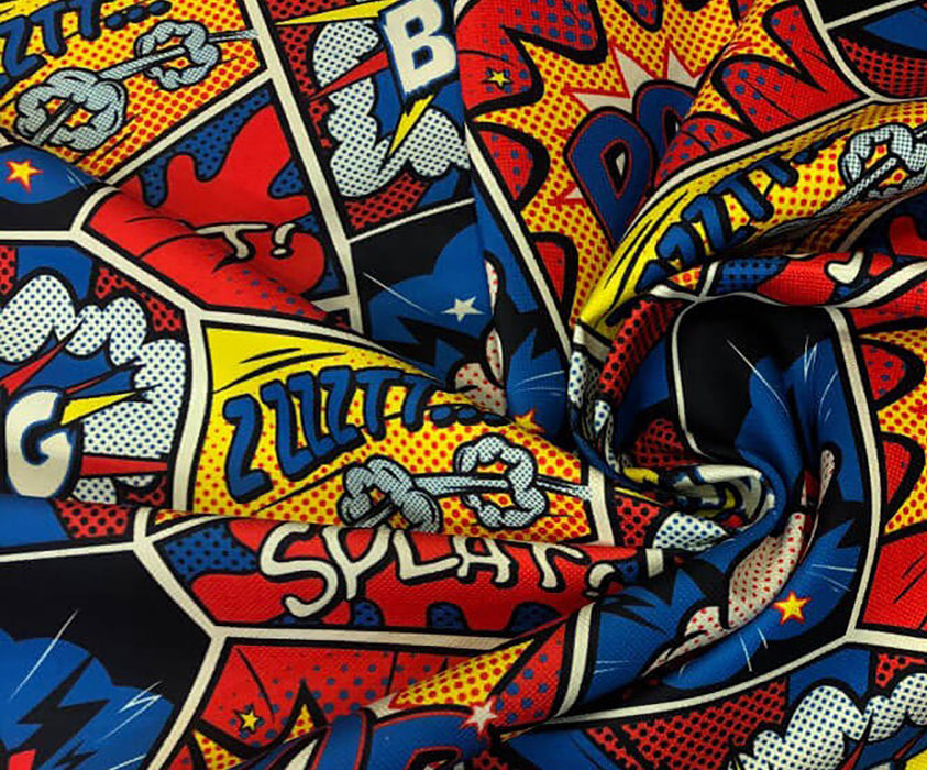 ÇİZGİ ROMAN POP ART DESENLİ DİJİTAL BASKI KUMAŞ - HARMONİ