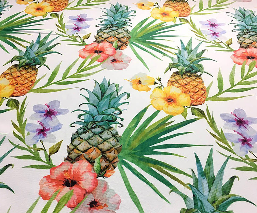 SULU BOYA ANANAS DESENLİ DİJİTAL BASKI KUMAŞ - BEYAZ