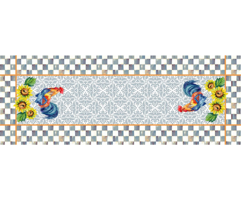 HOROZ DESENLİ DİKİŞSİZ RUNNER KUMAŞ - MAVİ