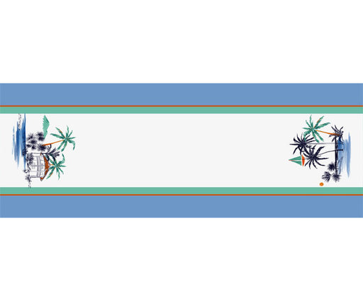 SEASİDE HAWAİİ DESENLİ DİKİŞSİZ RUNNER KUMAŞ - MAVİ