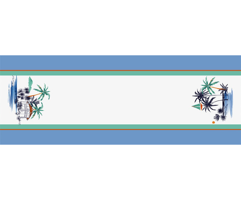 SEASİDE HAWAİİ DESENLİ DİKİŞSİZ RUNNER KUMAŞ - MAVİ