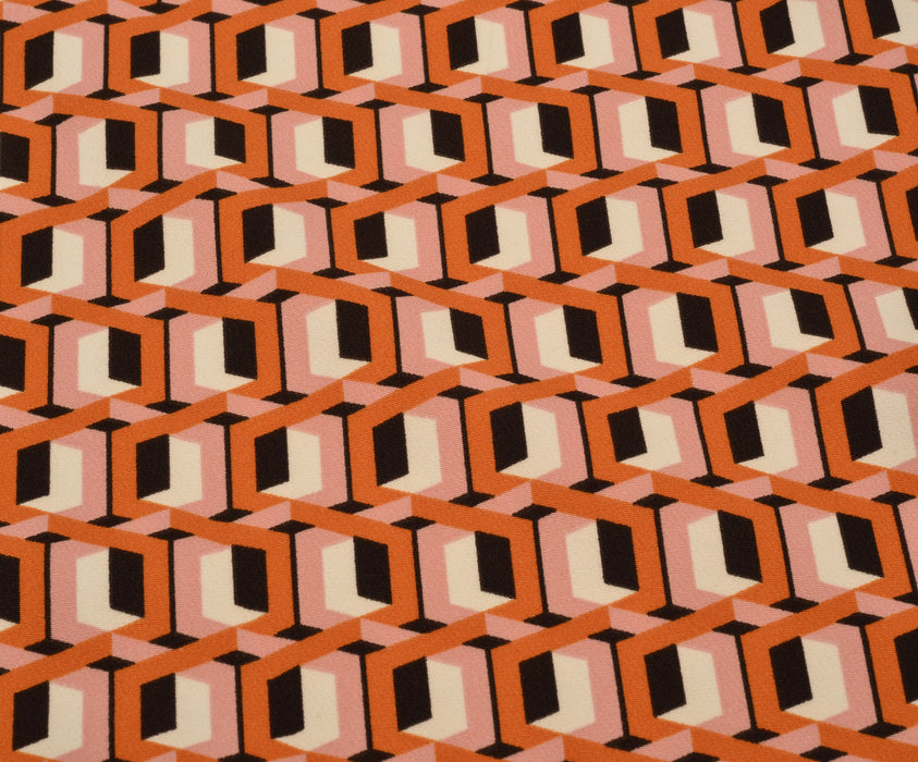 GEOMETRİK DESENLİ HÜRREM KUMAŞ - TURUNCU