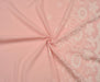 İŞLEMELİ KETEN BRODE KUMAŞ - PEMBE