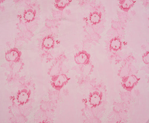 ÇİÇEKLİ LİKRALI POPLİN KUMAŞ - PEMBE