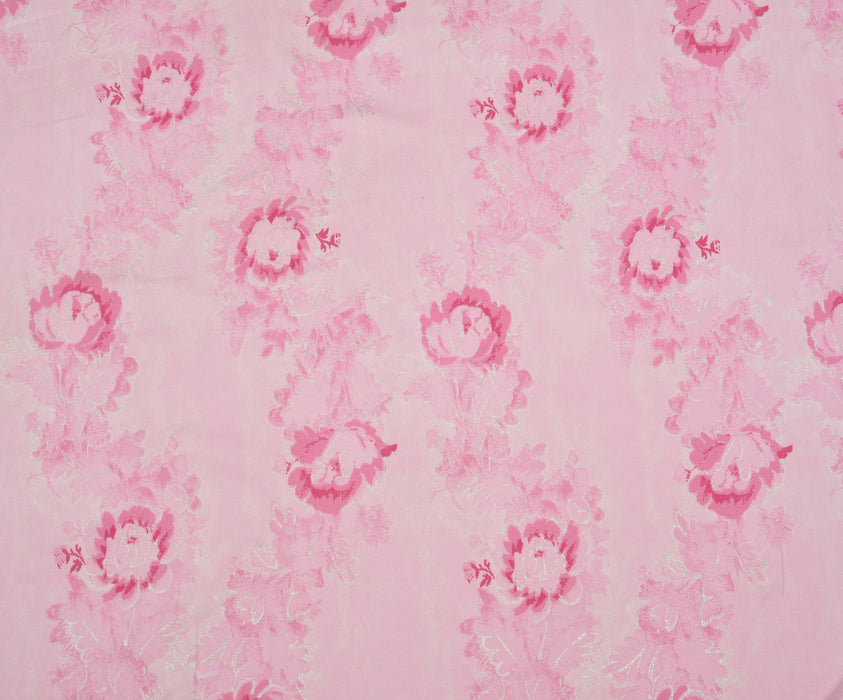 ÇİÇEKLİ LİKRALI POPLİN KUMAŞ - PEMBE
