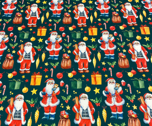 YILBAŞI NOEL BABA DİJİTAL BASKI KUMAŞ - YEŞİL
