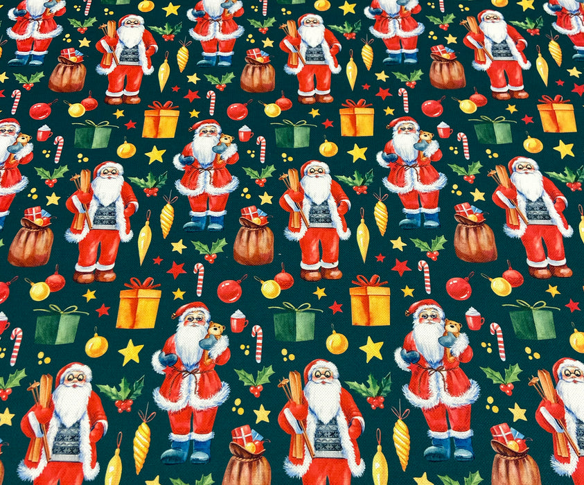 YILBAŞI NOEL BABA DİJİTAL BASKI KUMAŞ - YEŞİL