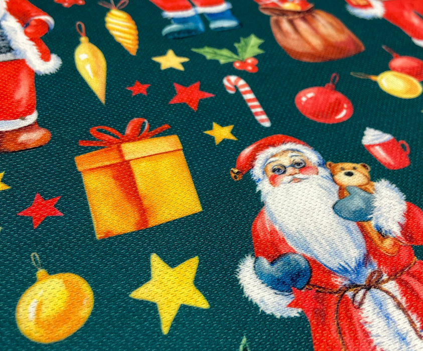 YILBAŞI NOEL BABA DİJİTAL BASKI KUMAŞ - YEŞİL