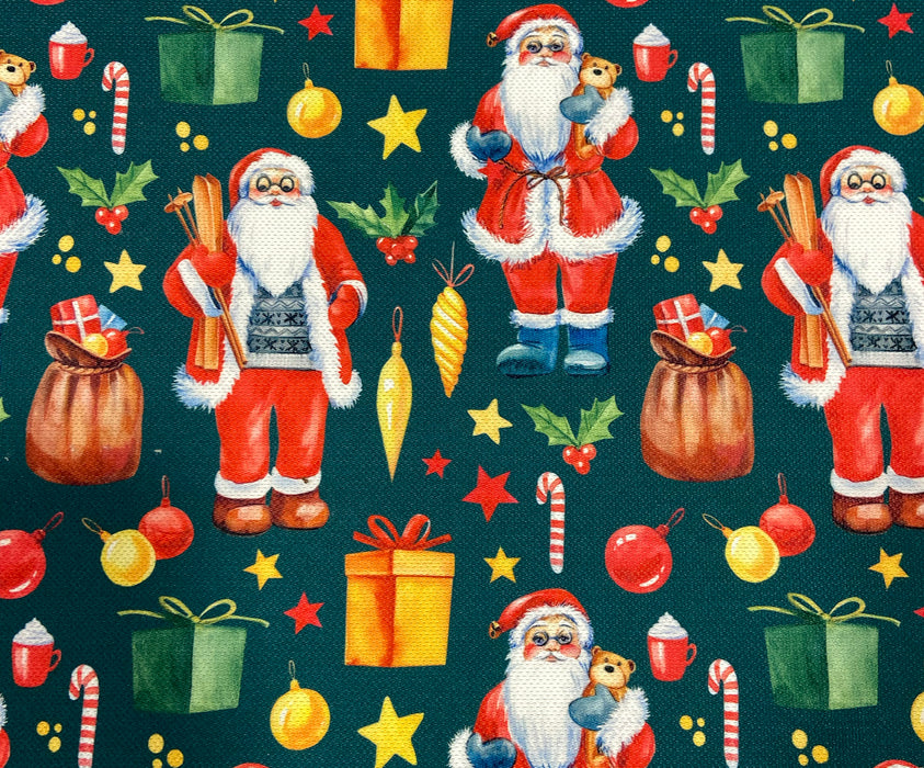 YILBAŞI NOEL BABA DİJİTAL BASKI KUMAŞ - YEŞİL