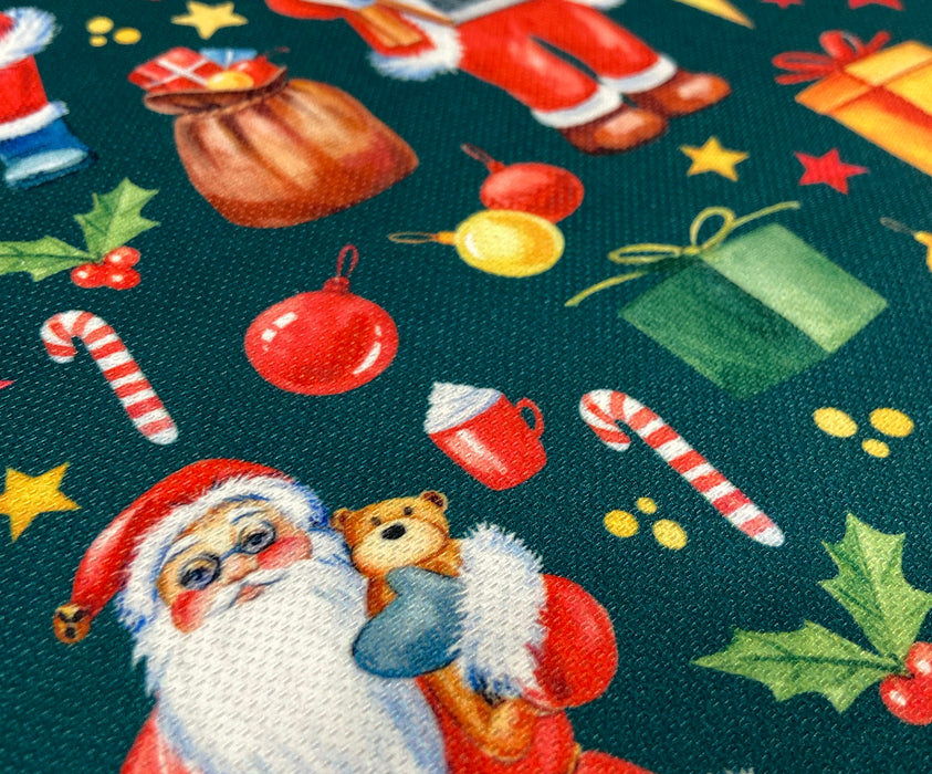 YILBAŞI NOEL BABA DİJİTAL BASKI KUMAŞ - YEŞİL